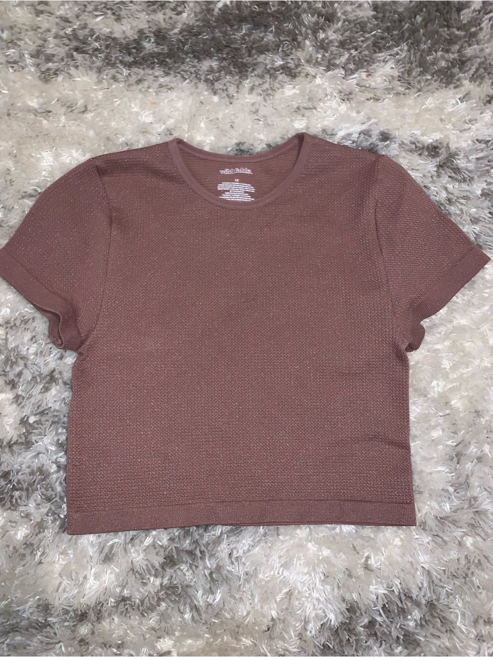 wild fable Dusty Rose Short Sleeve Cropped Knit Top